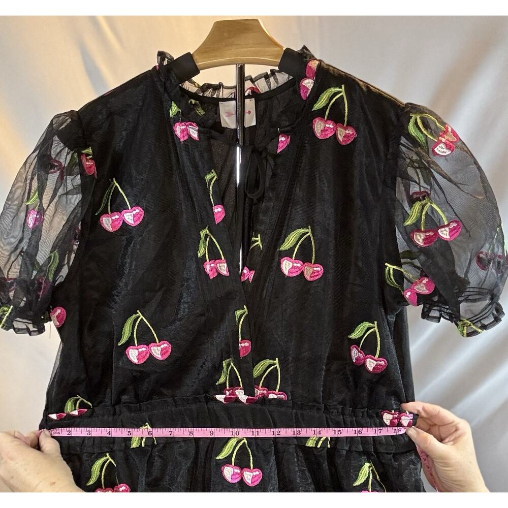 Buddy Love Clementine Elastic Waist Mini Dress Cherries Black Size XL Whimsigoth - Picture 9 of 12